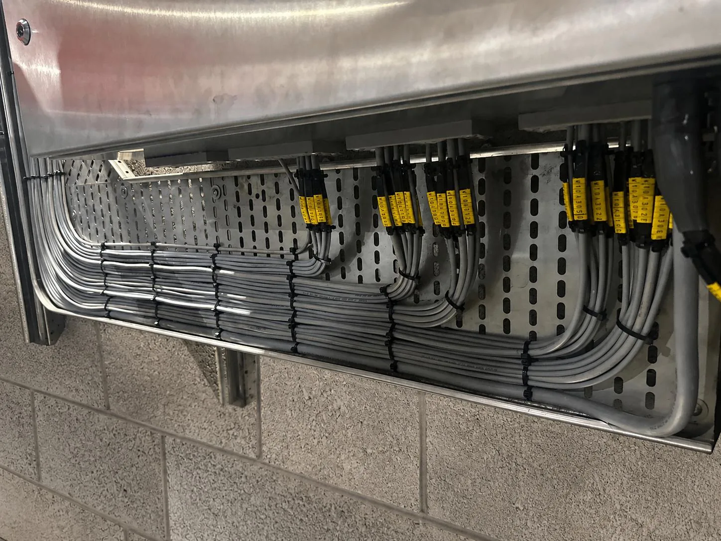 Ferruled multicore control cables terminated into stainless steel containment at the remote I/O panel