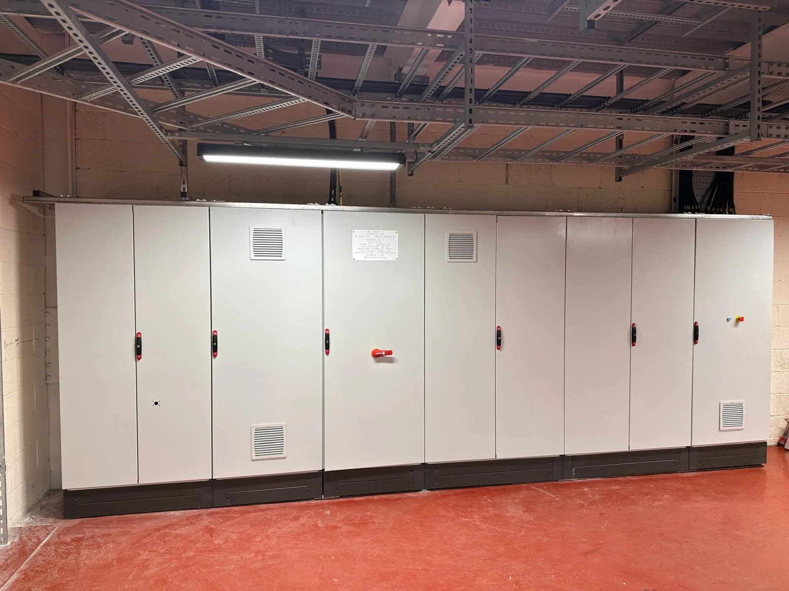 Completed motor control centre installed in the plant switchroom