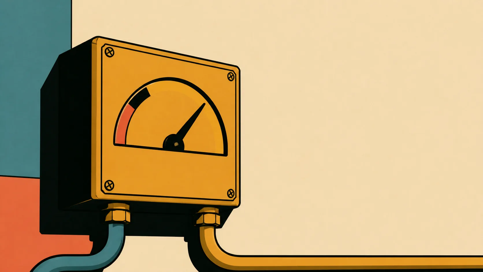 Illustration of a wall-mounted gauge with its needle in the safe range
